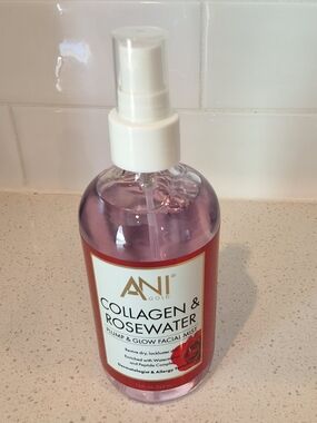 ANI Gold Collagen & Rosewater Facial Mist Glass Bottle Hydrating Spray, 7.5 oz.